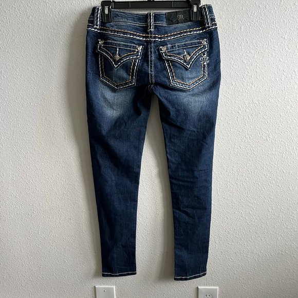 NWOT Miss Me Dark Wash Skinny Stitch Jeans Size 27 Style JS5014S195 - Picture 10 of 15